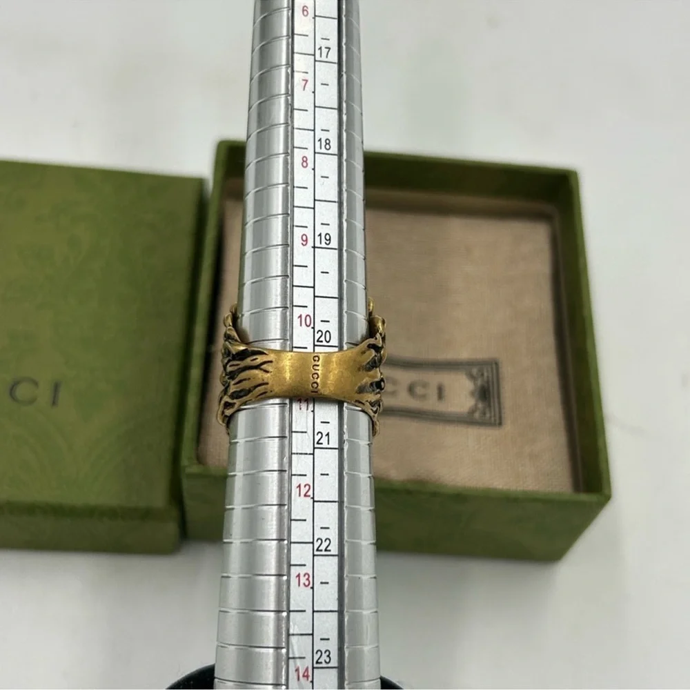 Gucci iconic Lionhead gold tone ring size 10.5 made in Italy - Picture 7 of 7